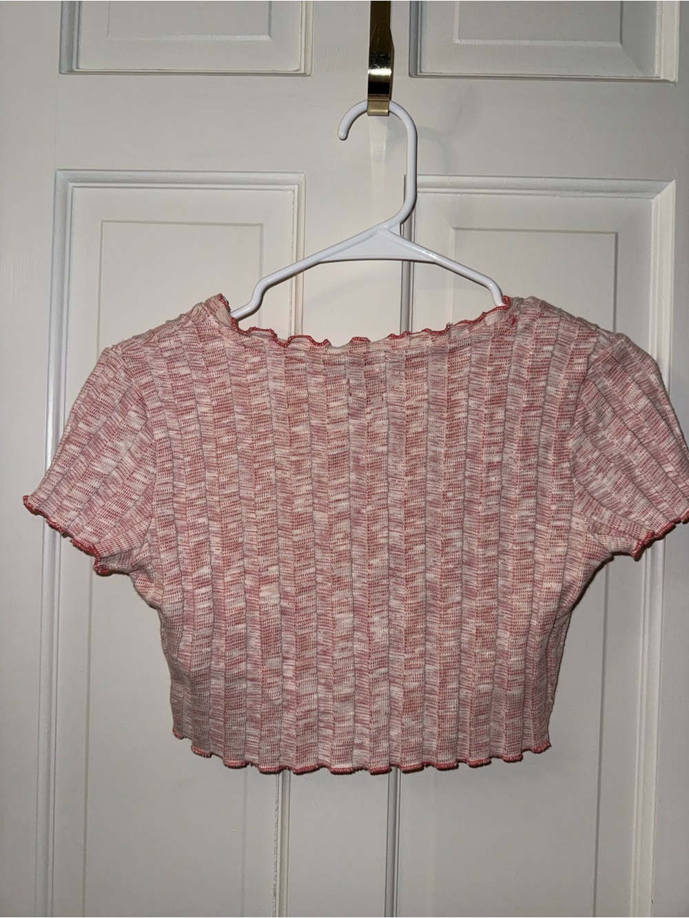 BDG Soft Pink Ribbed Button-Front Crop Top - Picture 2 of 2